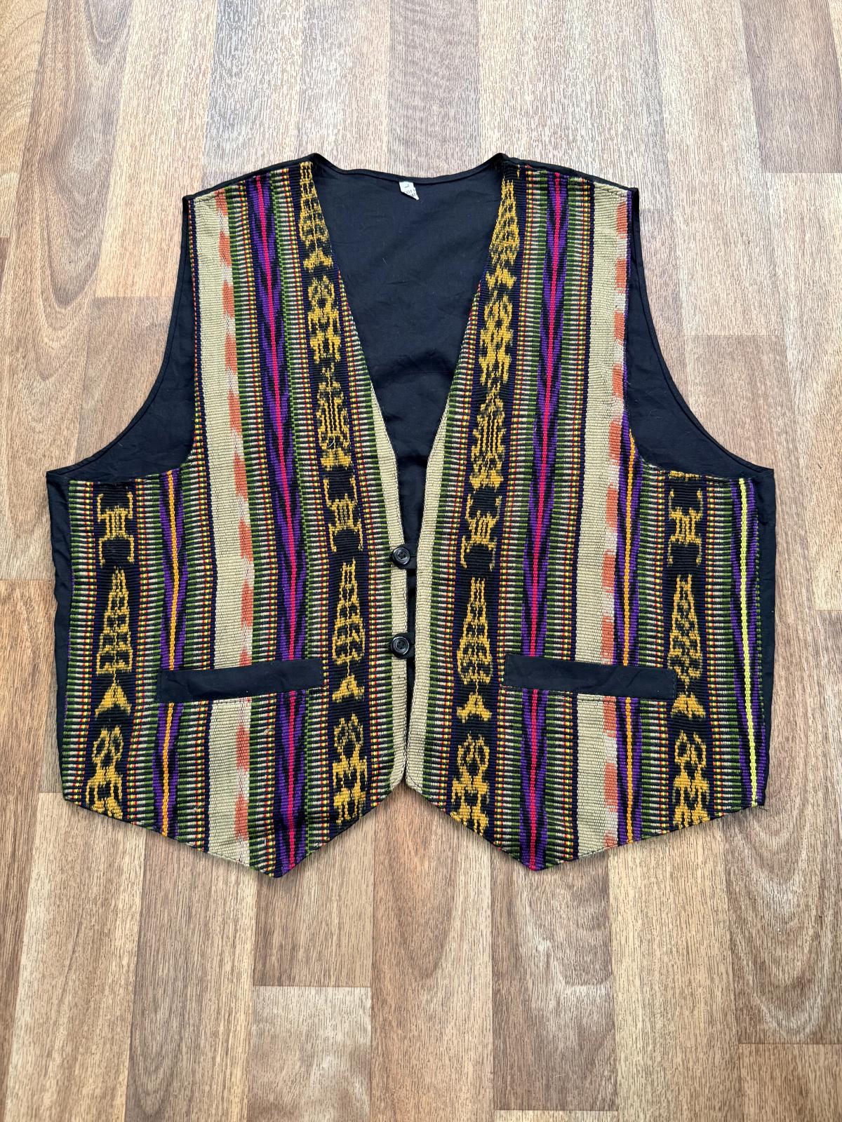 Hippie Boho Festival Waistcoat Vintage Cotton Embroidered Sleeveless Tank Top L