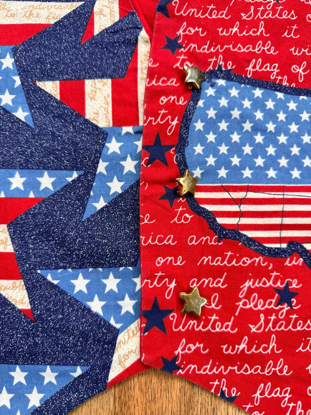 Handmade Waistcoat USA American Themed Vest with Star and Flag Design Size L