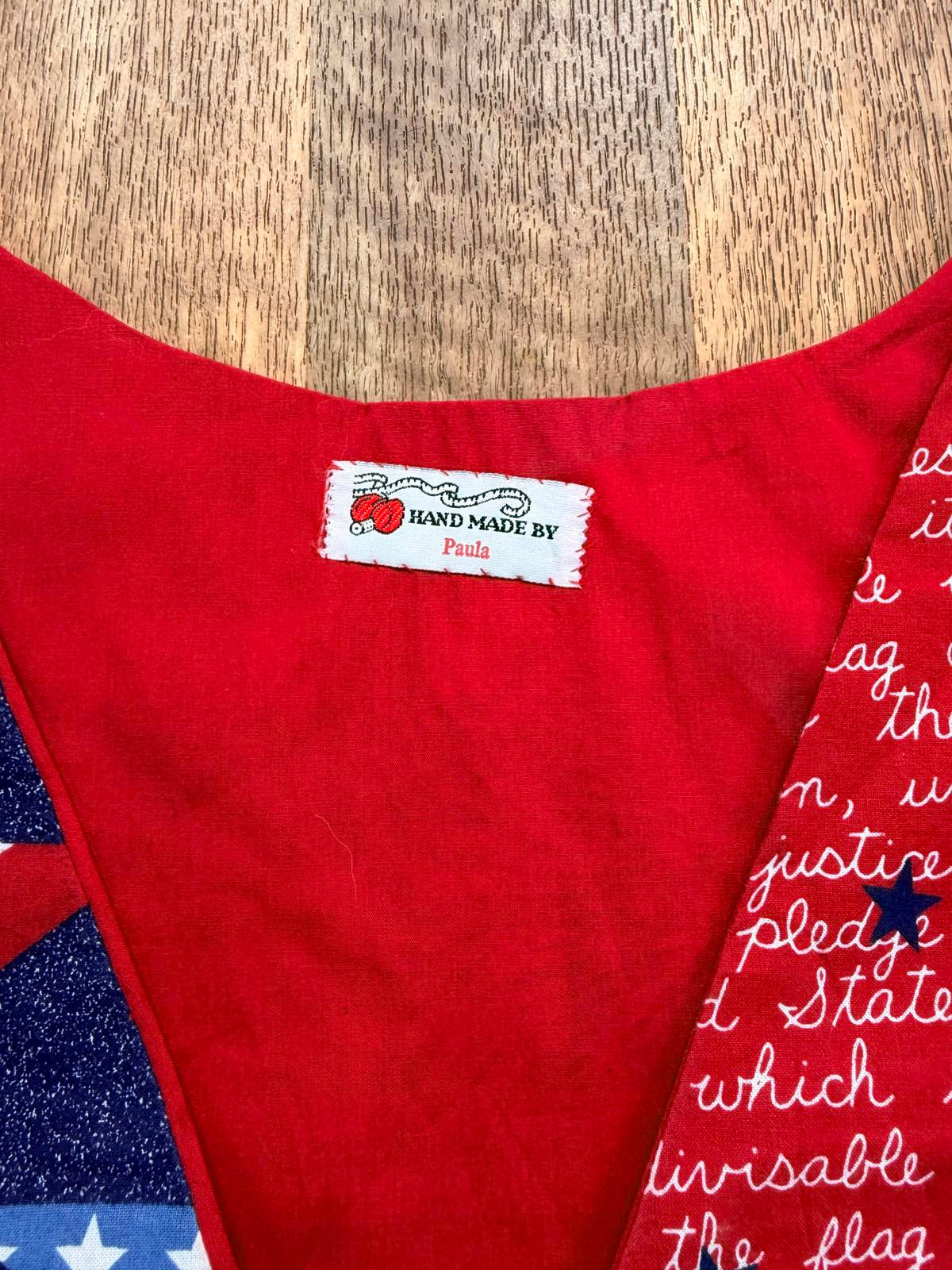 Handmade Waistcoat USA American Themed Vest with Star and Flag Design Size L