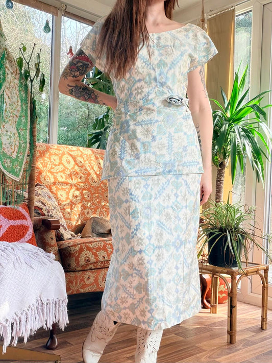 Vintage 1980s Monsoon Dress 100% Silk Pencil Cocktail evening Dress Size 12 - 14
