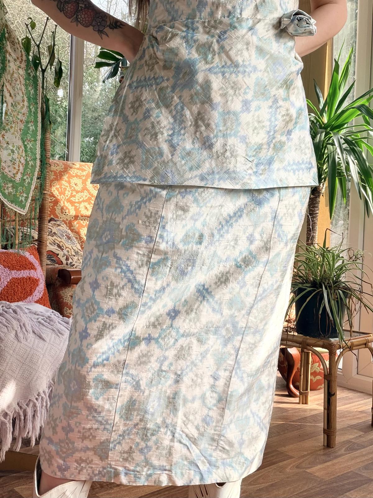 Vintage 1980s Monsoon Dress 100% Silk Pencil Cocktail evening Dress Size 12 - 14