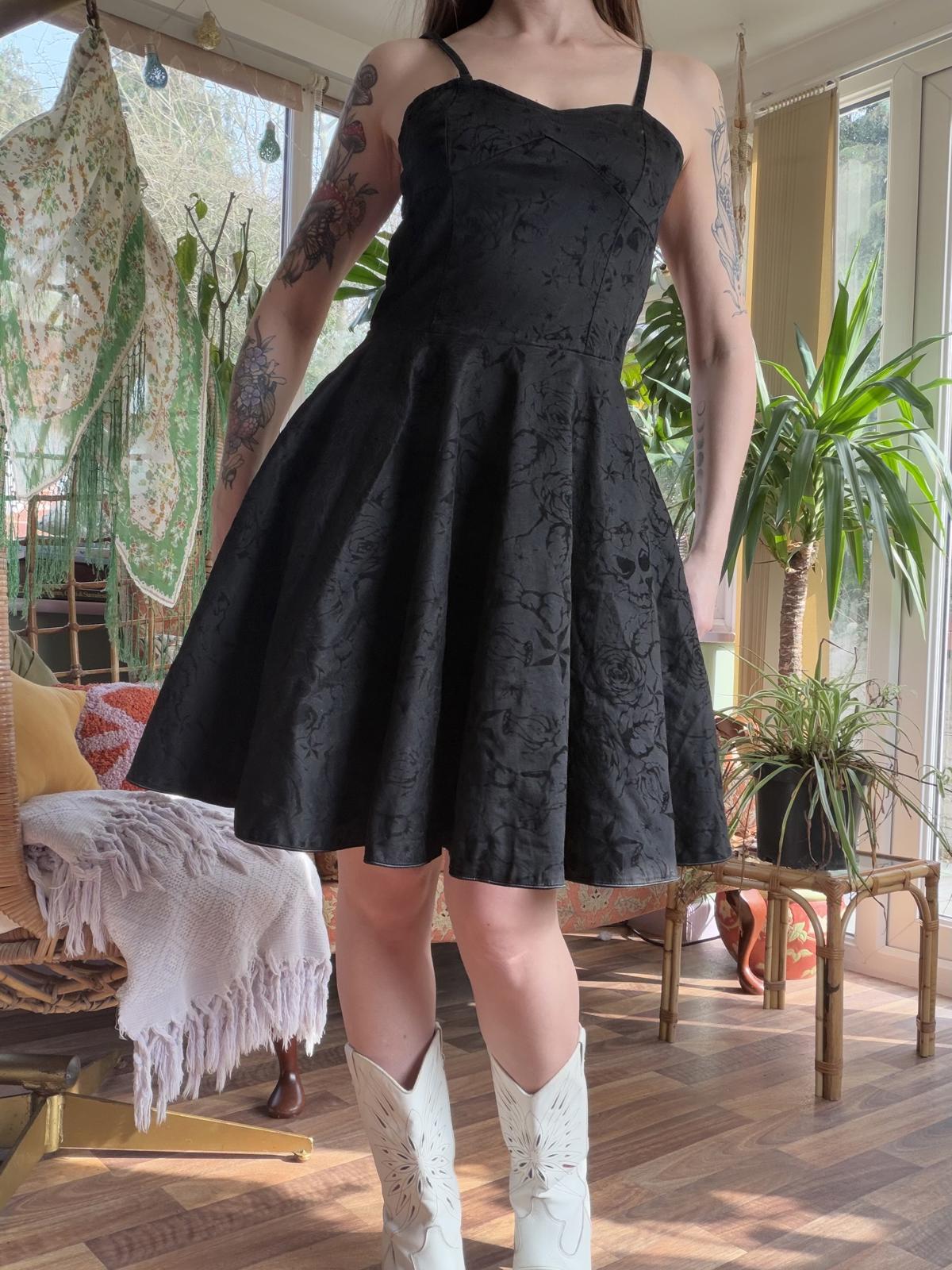 Rose and Star Dress Black Textured Fit and Flare Dress With Spaghetti Straps 10