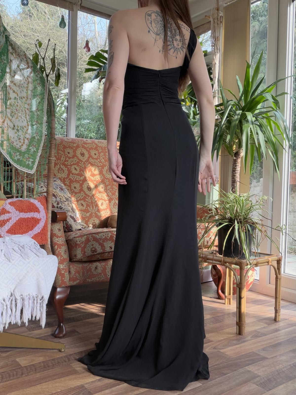 Vintage 1990s Cocktail Dress Black Size 10 One Shoulder Evening Gown