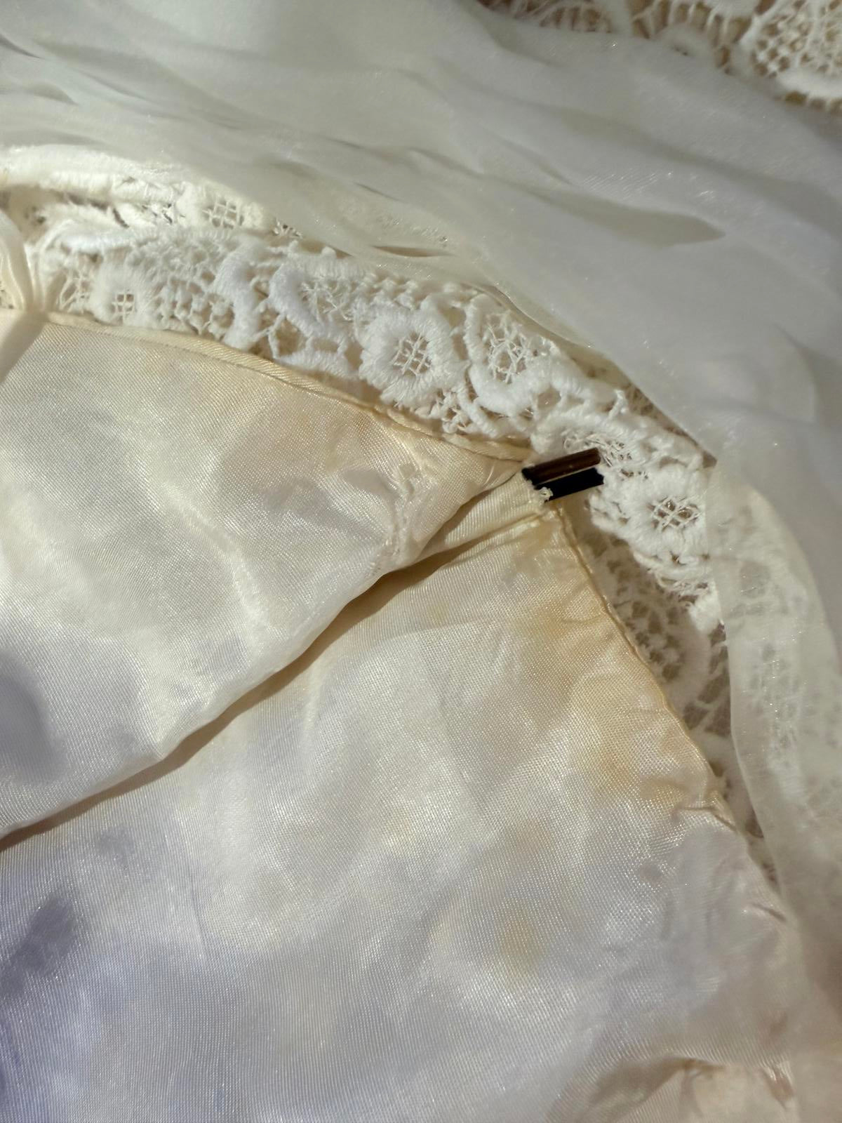 Vintage 1950s Lace Dress with Sheer Scarf fitted wiggle pencil Dress size 10