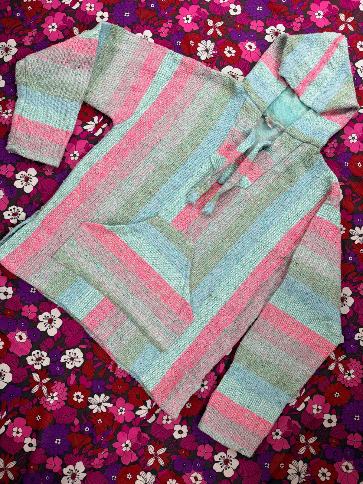 Mexican Baja Hoodie Pullover Hippie Boho Festival Jumper Size M 10 to 12