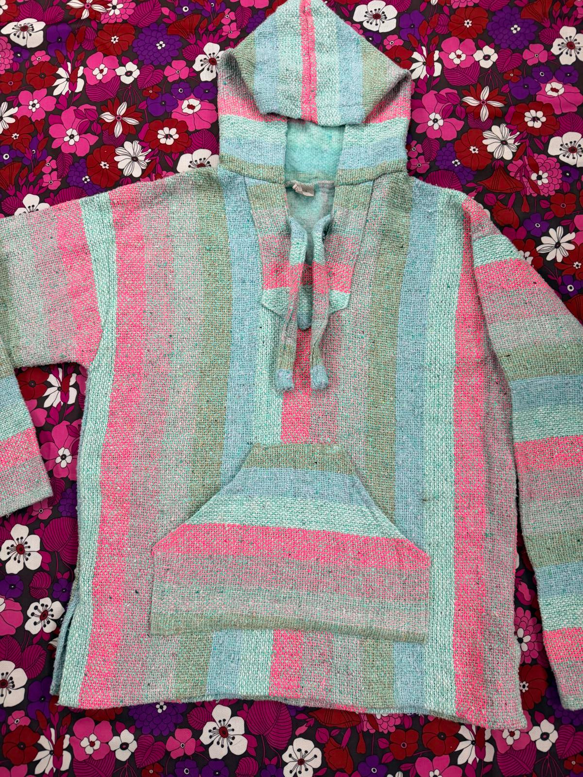 Mexican Baja Hoodie Pullover Hippie Boho Festival Jumper Size M 10 to 12