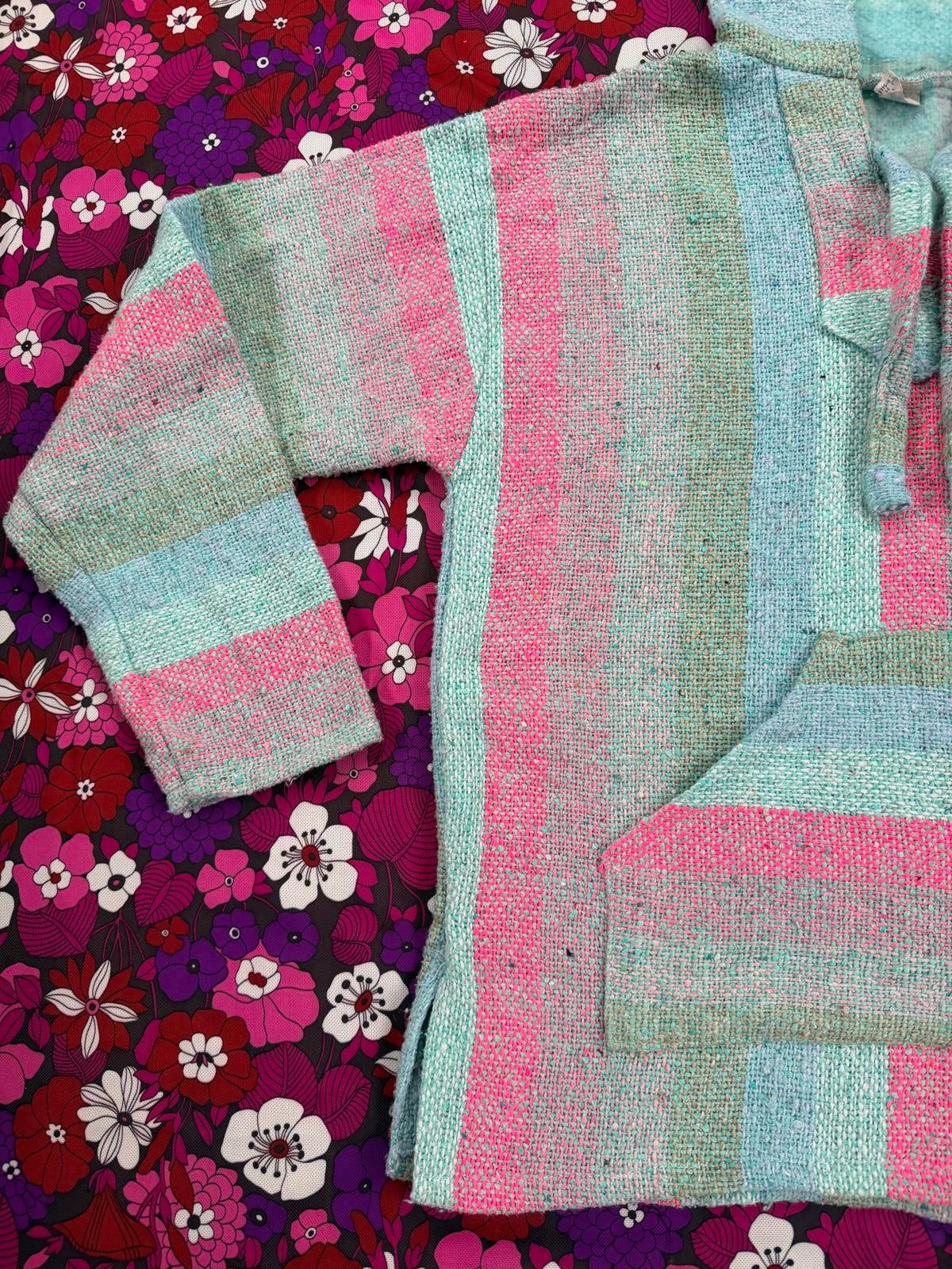 Mexican Baja Hoodie Pullover Hippie Boho Festival Jumper Size M 10 to 12