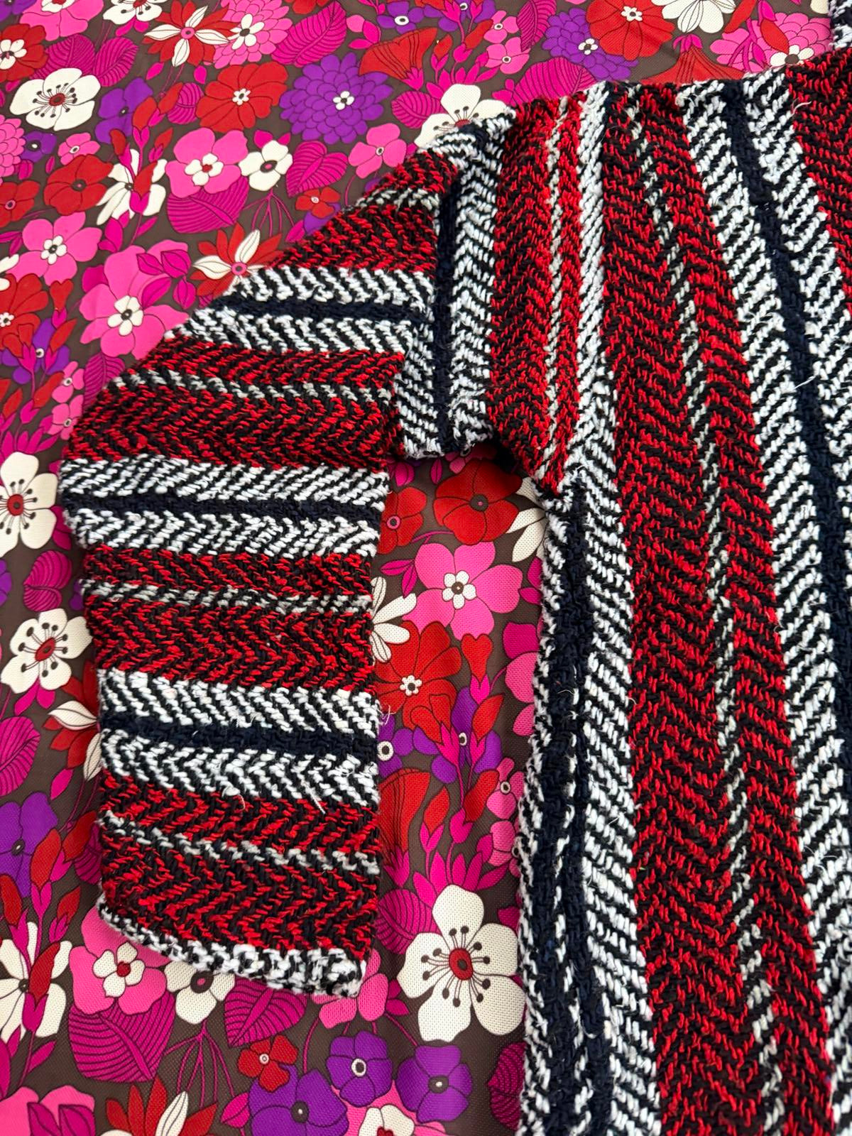 Mexican Baja Hoodie Pullover Hippie Boho Festival Jumper Size M Red Black