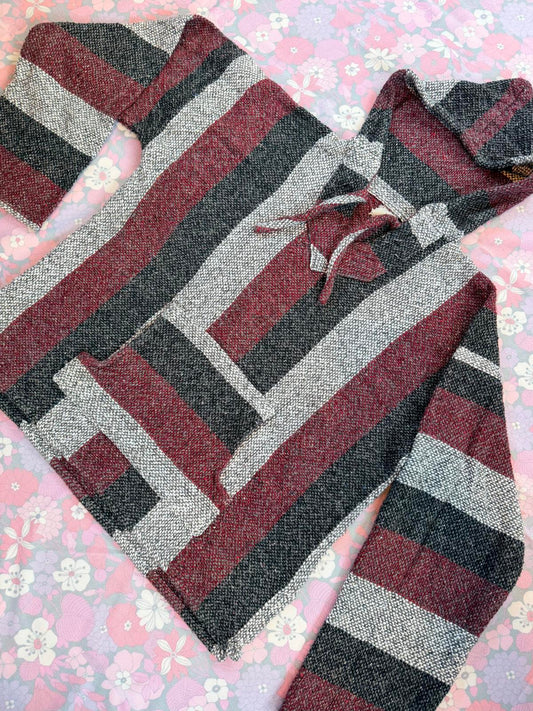 Mexican Baja Hoodie Pullover Hippie Boho Festival Jumper Size M