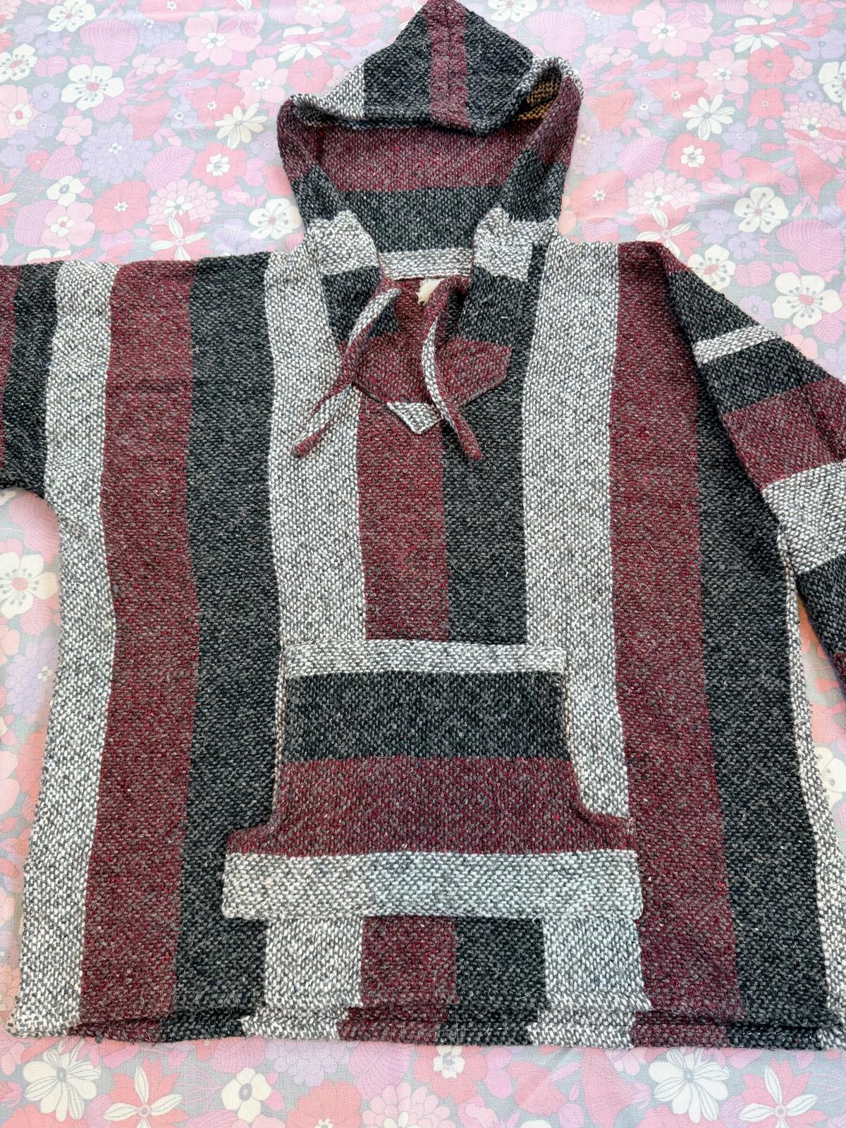 Mexican Baja Hoodie Pullover Hippie Boho Festival Jumper Size M
