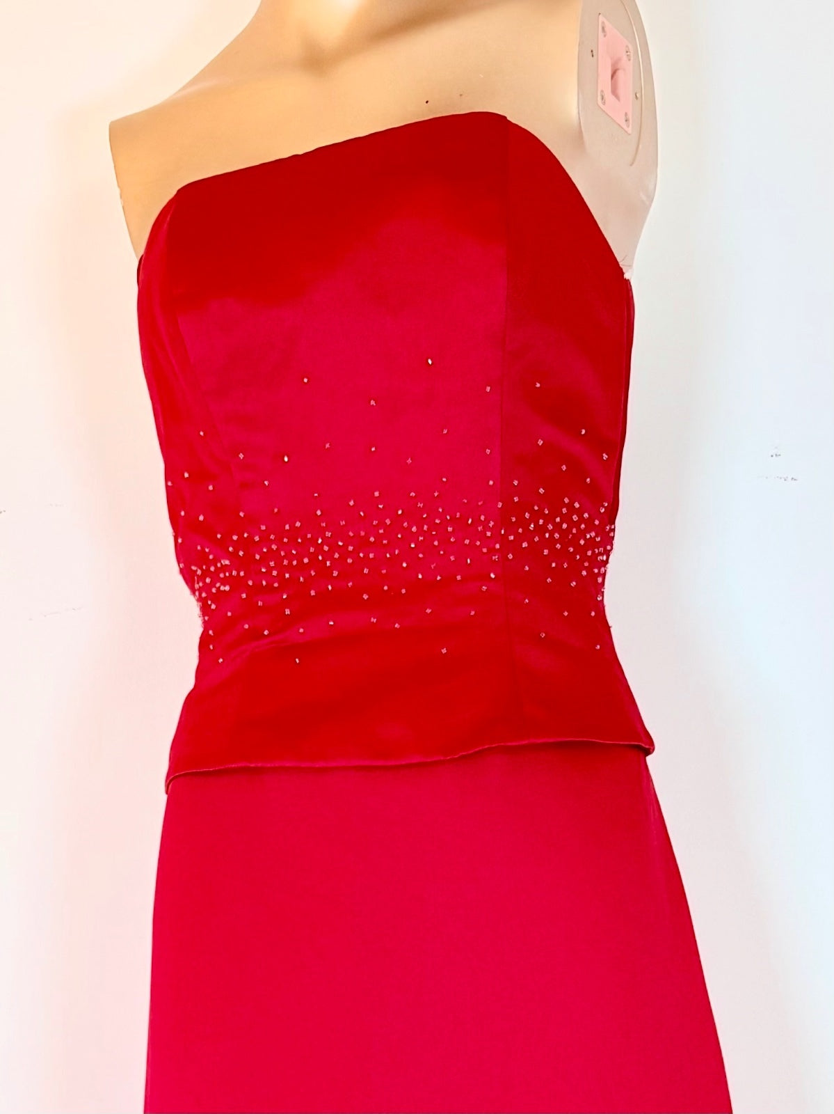 Strapless Red Evening Dress with Beaded Bodice size 6 Whimsigoth Prom ball gown