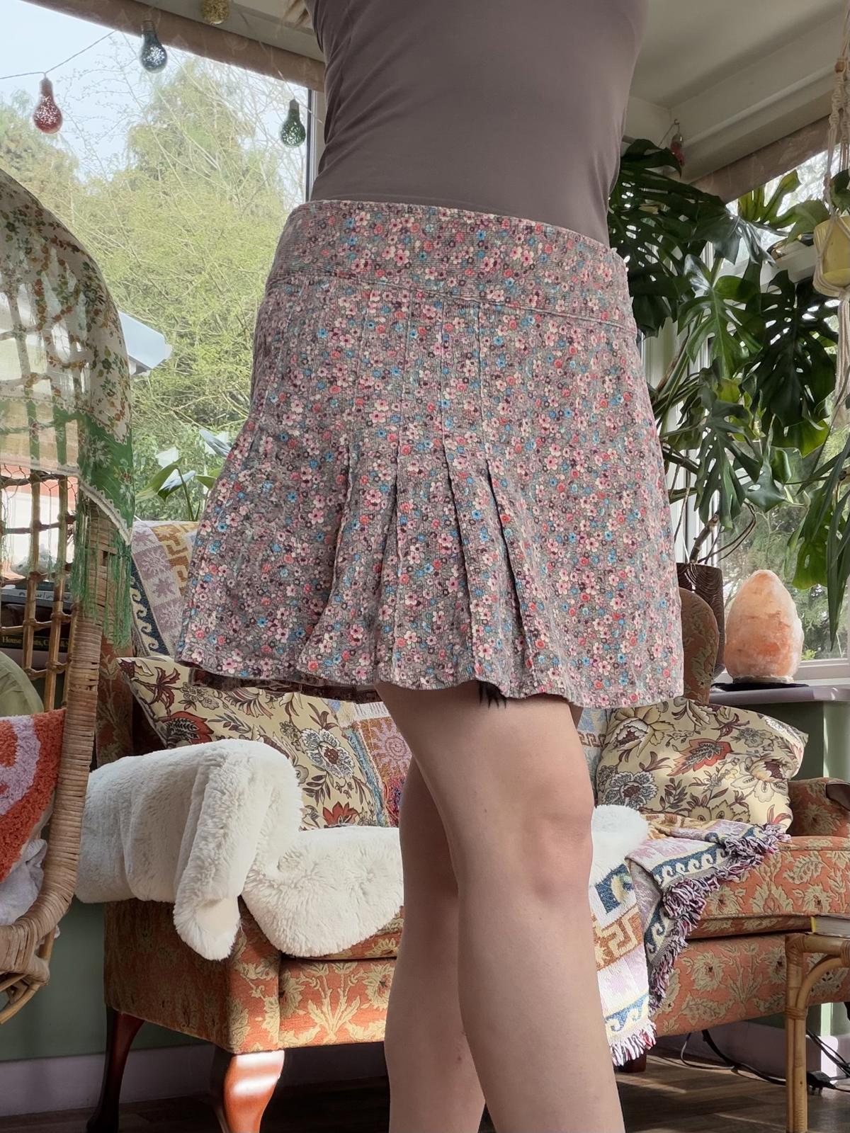 Vintage Y2K Short Skirt 100% Cotton Floral Pleated Mini Skirt Preppy Summer 10