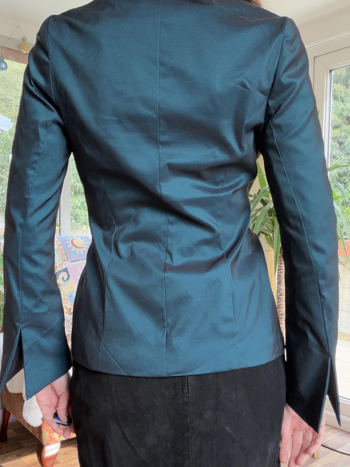 Vintage Y2k Blazer By BAY Size 8 Dark Green Fitted Blazer with Front Clasp