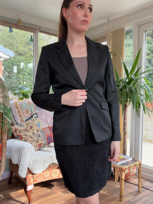 vintage 1990s Blazer By Next Black Size 10 Textured Single Button Blazer Jacket