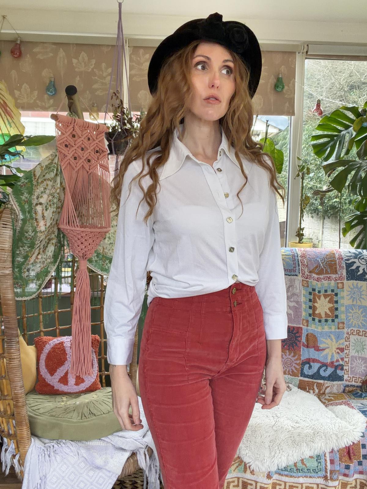 Vintage 1980s Shirt Long Sleeve Blouse With Square Buttons For Office Work 14