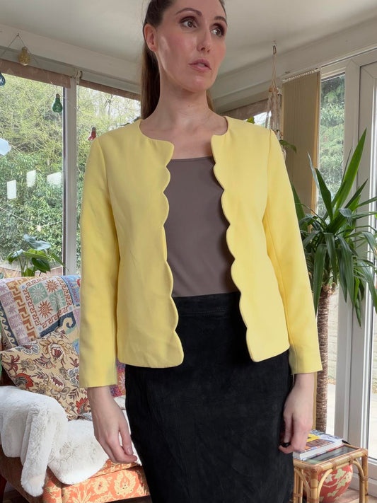 Vintage Y2K Blazer by Dorothy Perkins Yellow Scalloped Edge Jacket Size 10