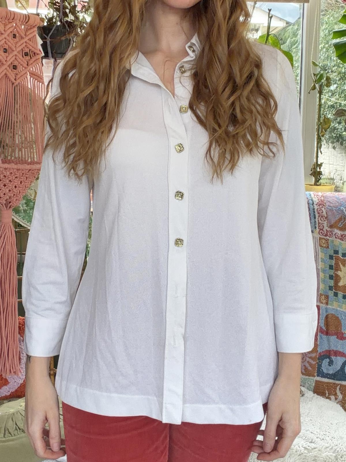 Vintage 1980s Shirt Long Sleeve Blouse With Square Buttons For Office Work 14