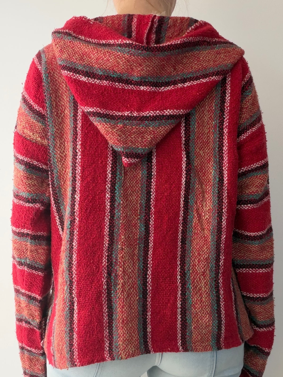 Mexican Baja Hoodie Pullover Hippie Boho Festival Jumper Size L