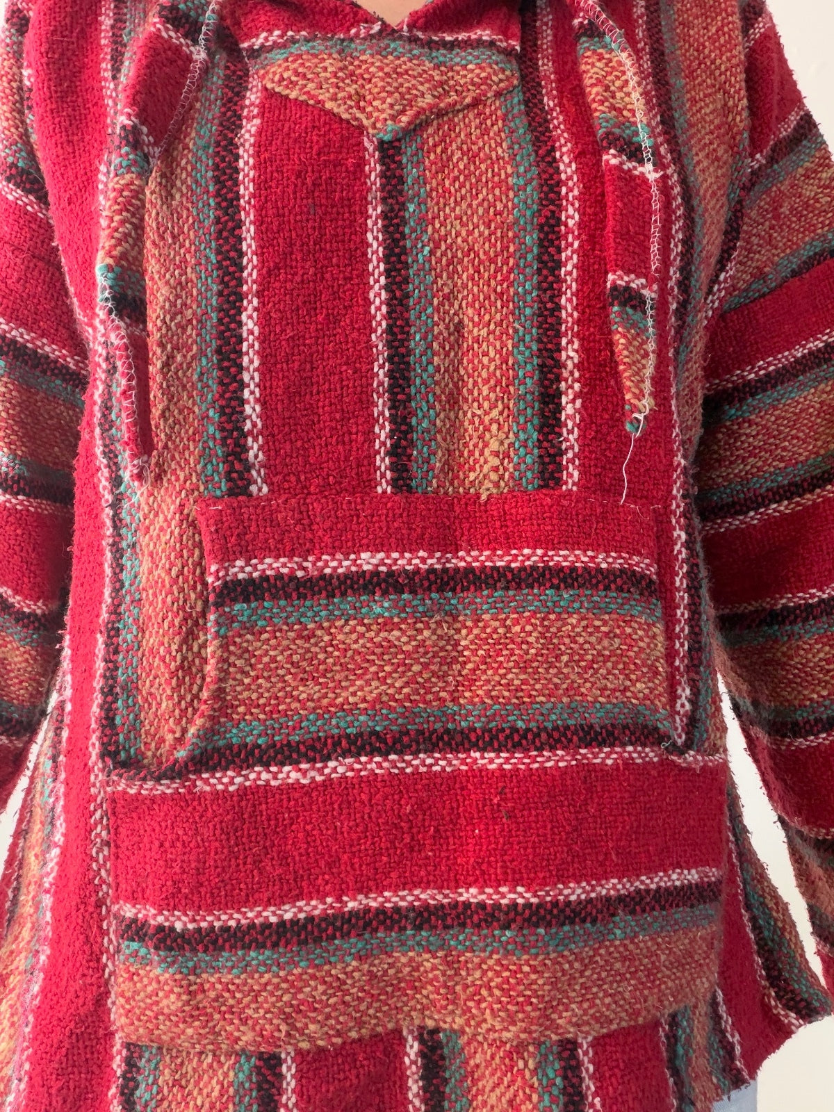 Mexican Baja Hoodie Pullover Hippie Boho Festival Jumper Size L