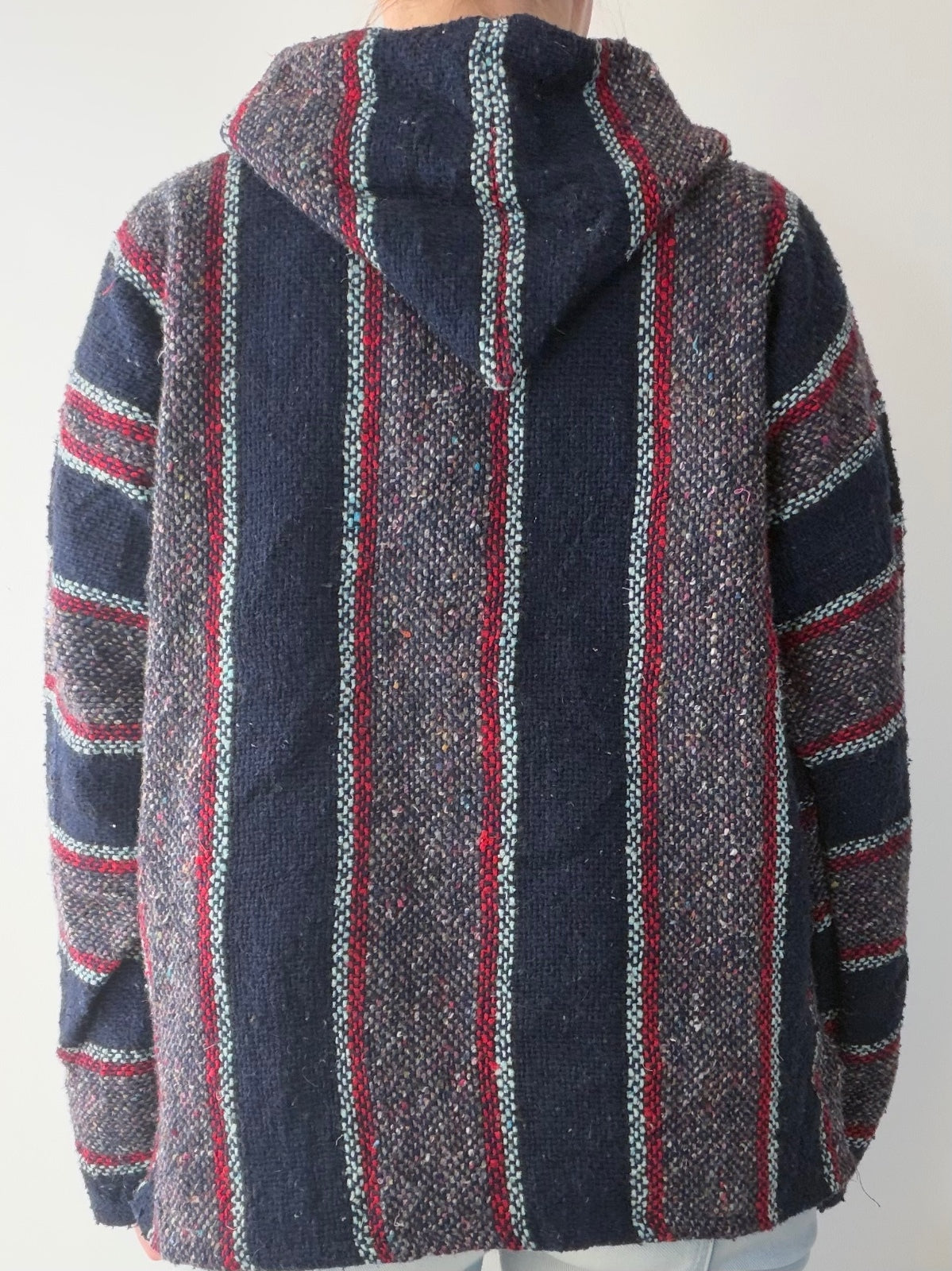 Mexican Baja Hoodie Pullover Hippie Boho Festival Jumper Size M