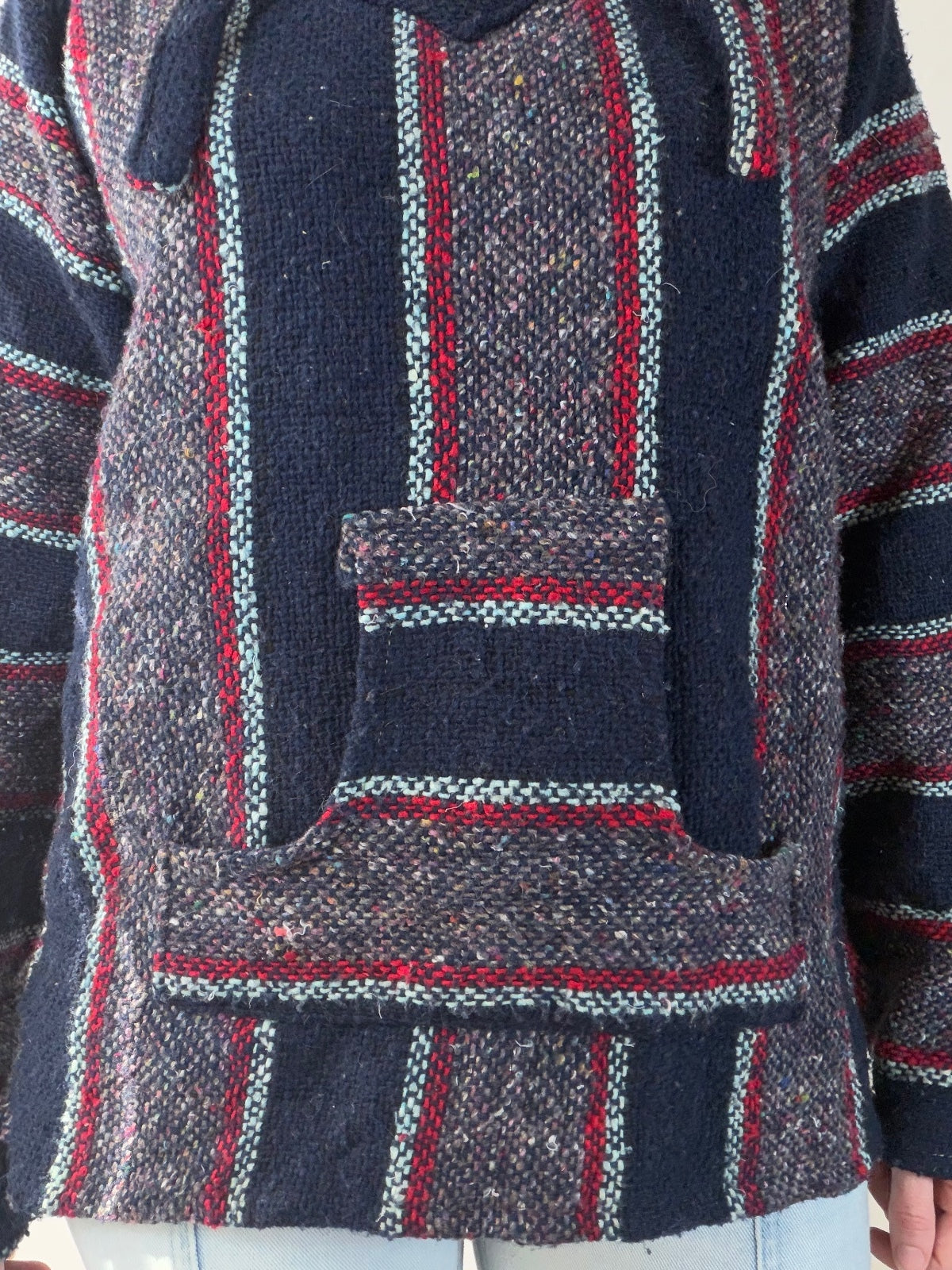 Mexican Baja Hoodie Pullover Hippie Boho Festival Jumper Size M