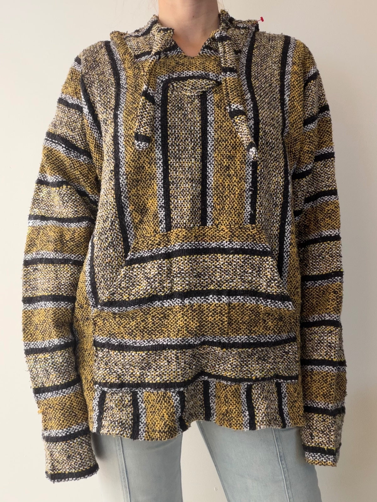 Mexican Baja Hoodie Pullover Hippie Boho Festival Jumper Size XL