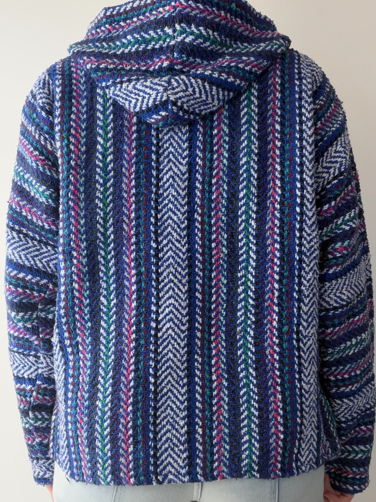 Mexican Baja Hoodie Pullover Hippie Boho Festival Jumper Size S
