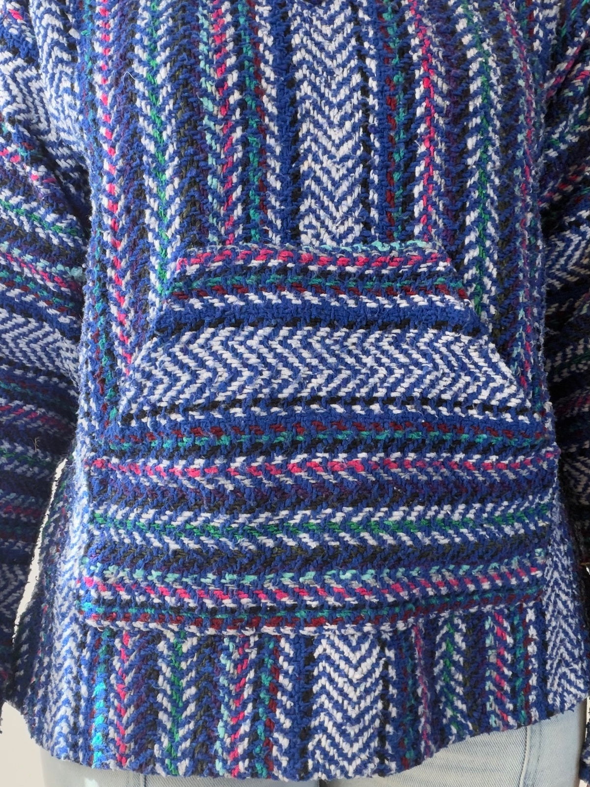 Mexican Baja Hoodie Pullover Hippie Boho Festival Jumper Size S