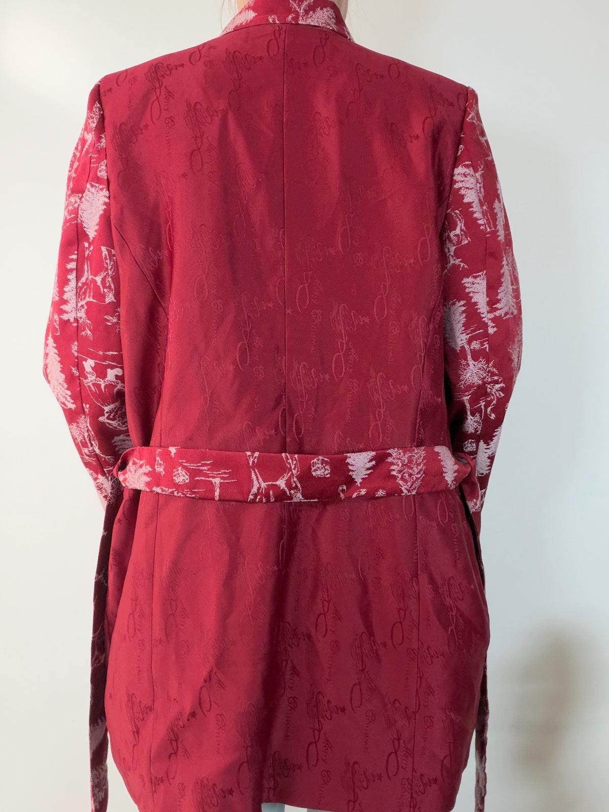 Christmas Blazer Belted Jacket Red and White Festive Coat Size 18 to 20