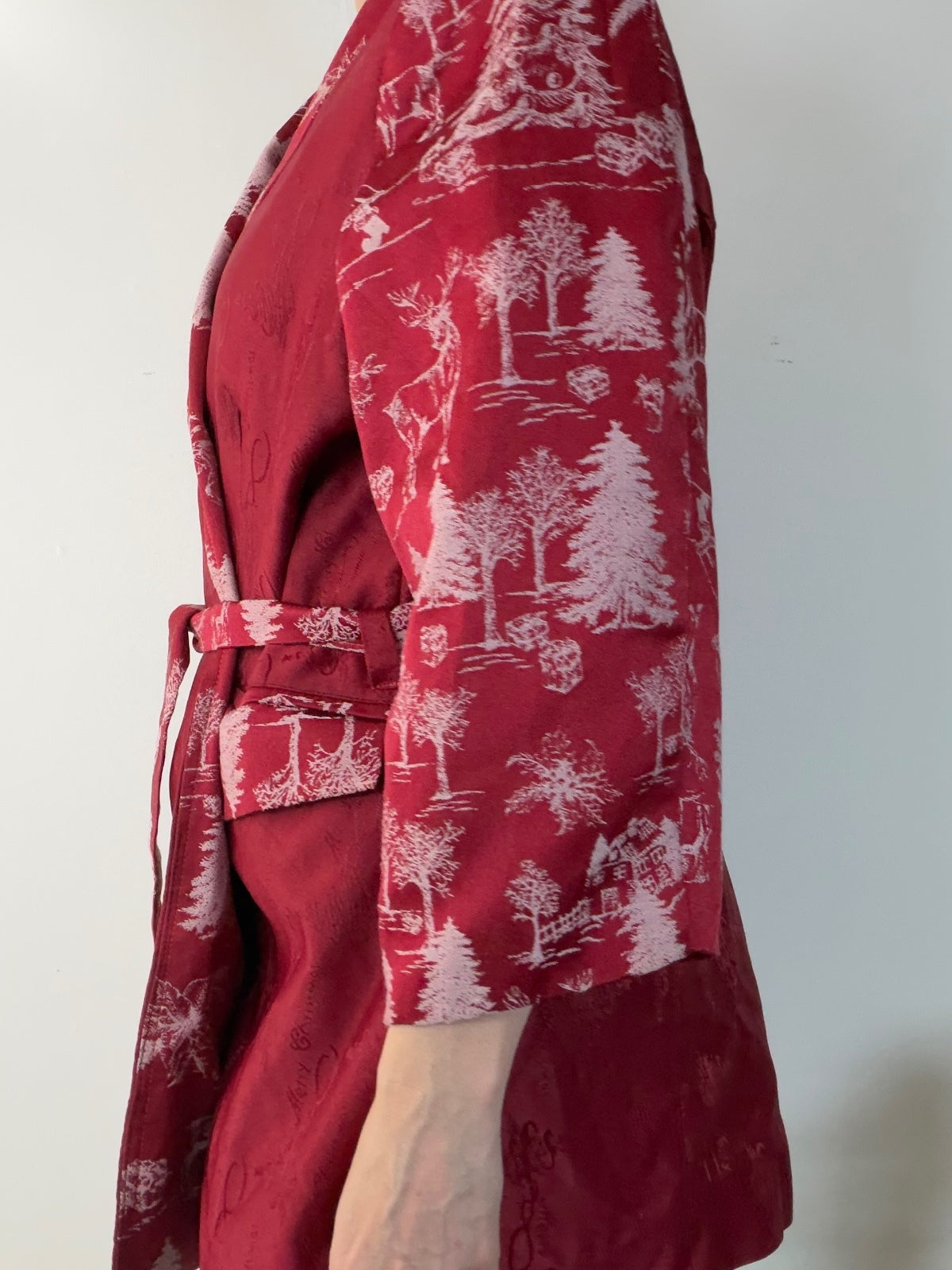 Christmas Blazer Belted Jacket Red and White Festive Coat Size 18 to 20