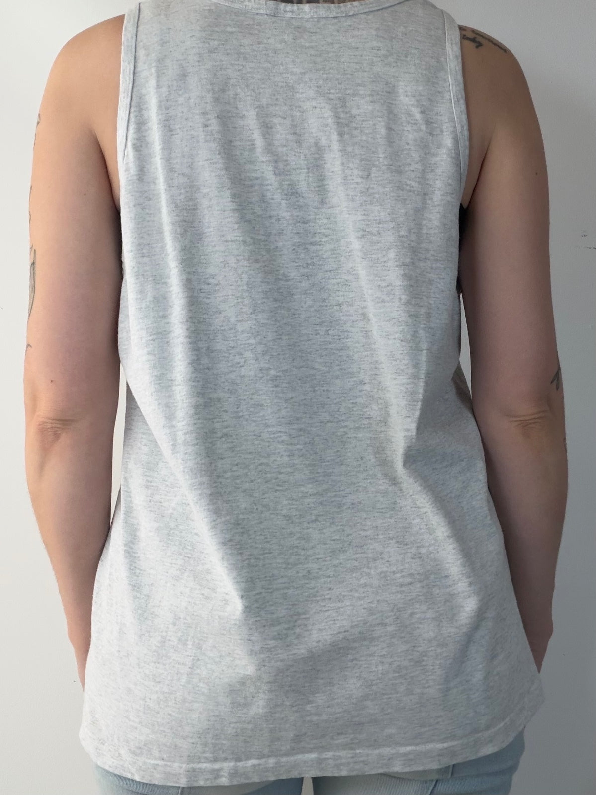 Sleeveless Graphic Tank Top Grey Eustace Sports Athletic Cotton T-shirt Size L