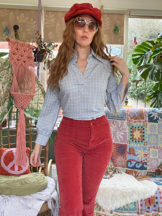 Vintage Blouse Bold Retro Collared Shirt Casual Or Formal Office Workwear 14