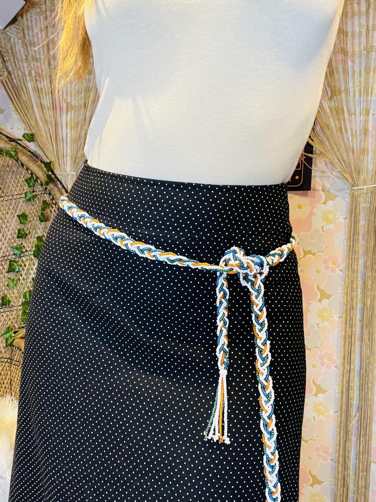 Braided Multicolour Waist Belt with Tassels Vintage Retro Chain Belt