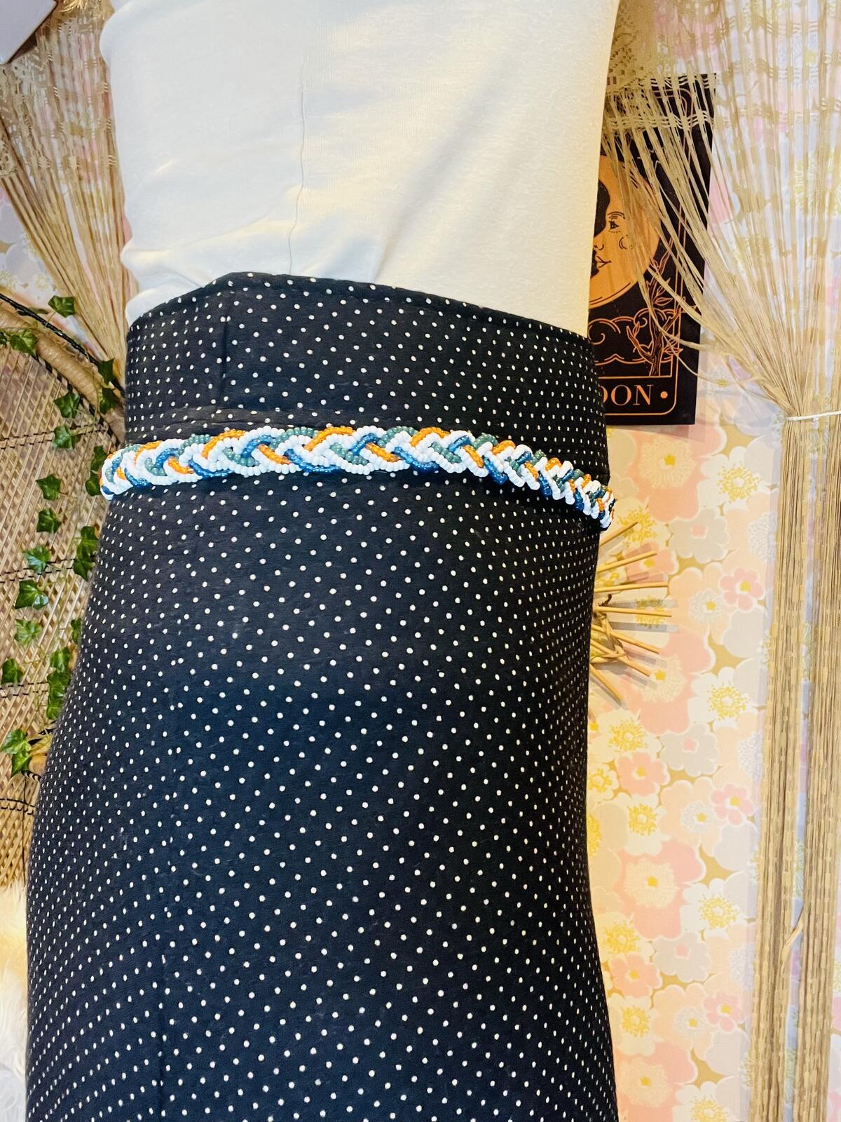 Braided Multicolour Waist Belt with Tassels Vintage Retro Chain Belt