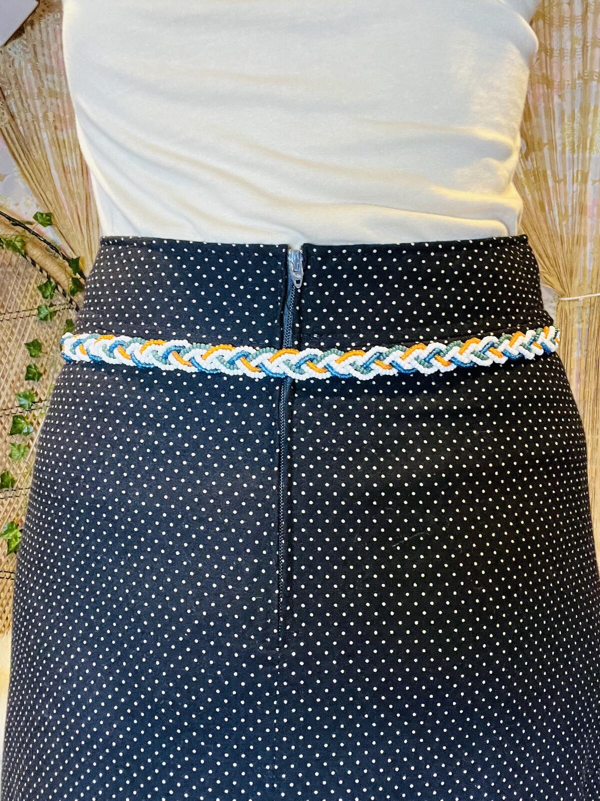 Braided Multicolour Waist Belt with Tassels Vintage Retro Chain Belt