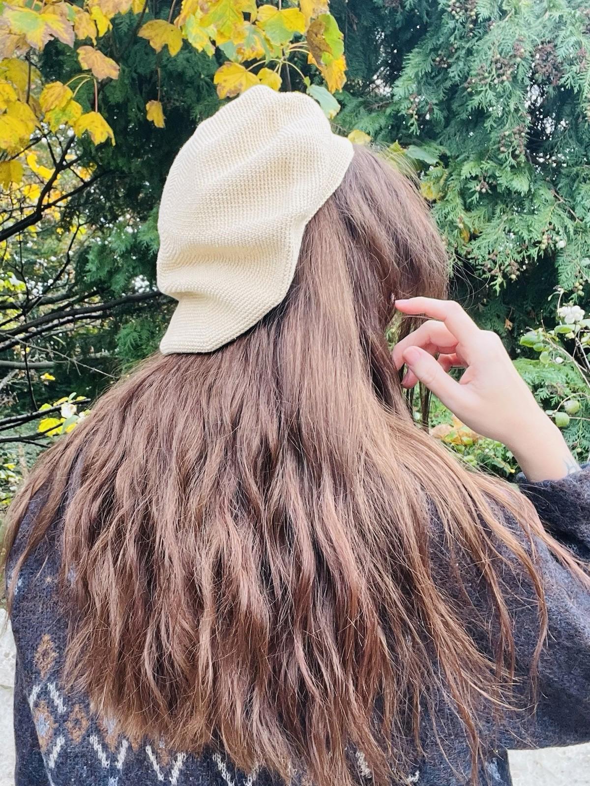 Vintage Knit Beret Hat 56com Small Retro Knitted Cream Beige Preppy Hat