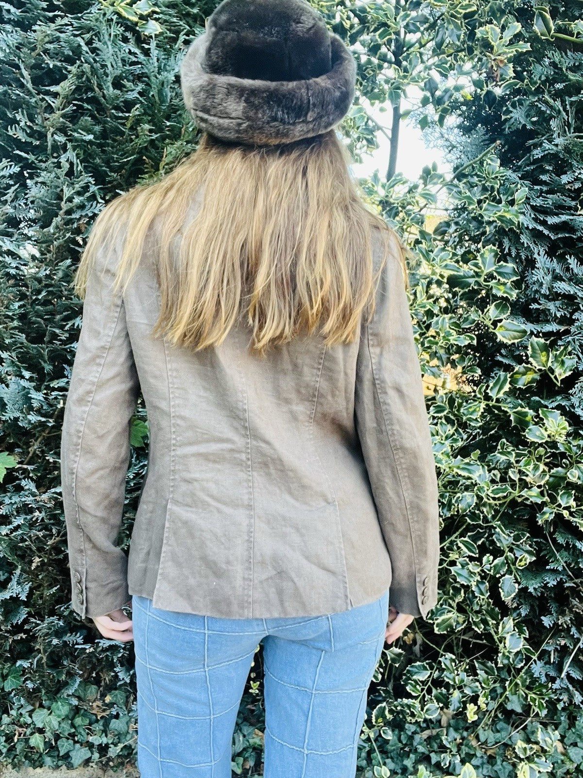 Vintage Y2K Jacket By Per Una, Lined Cotton Blazer With Pockets - Brown Size 14