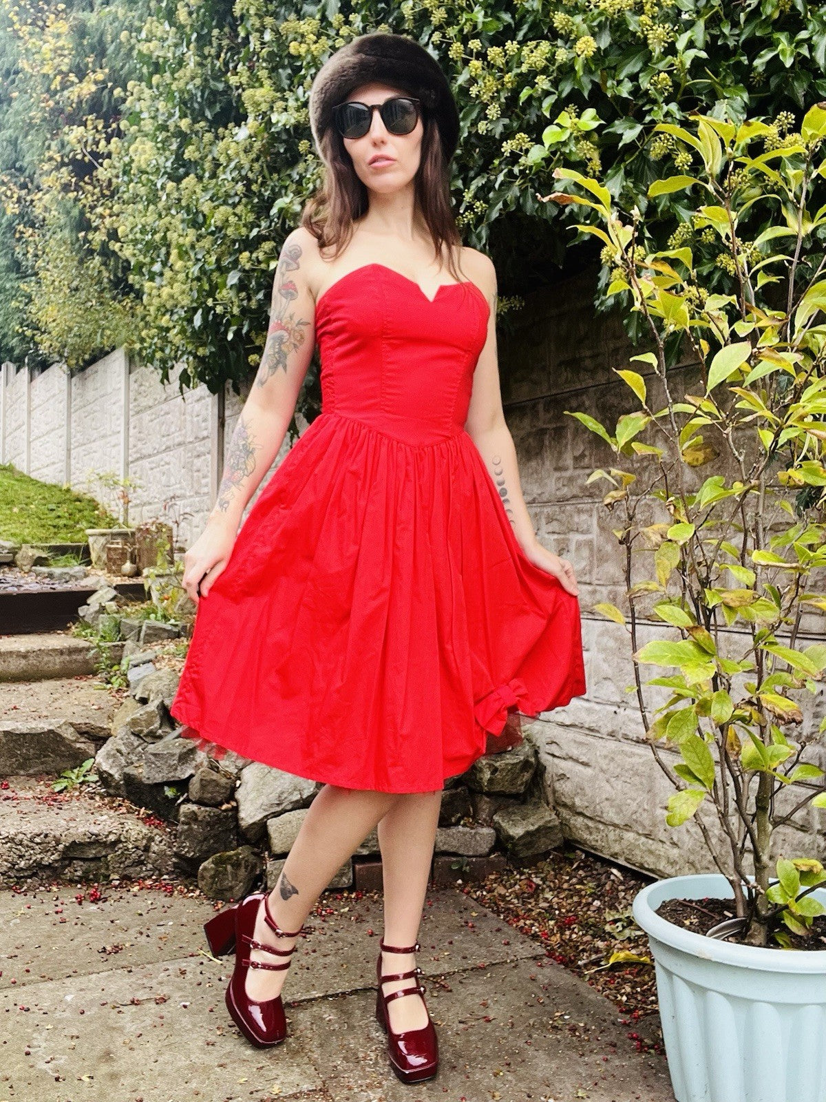 Vintage 90s Party Dress Red Size 10 Retro 1990s Corset Dress With Bow Detail