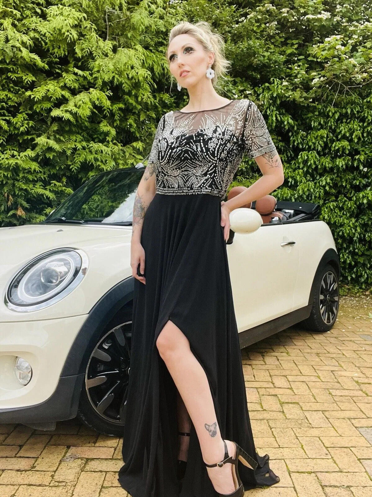 Bulava Embellished Prom Dress Cocktail Party Long Maxi With Slit Black 14 16