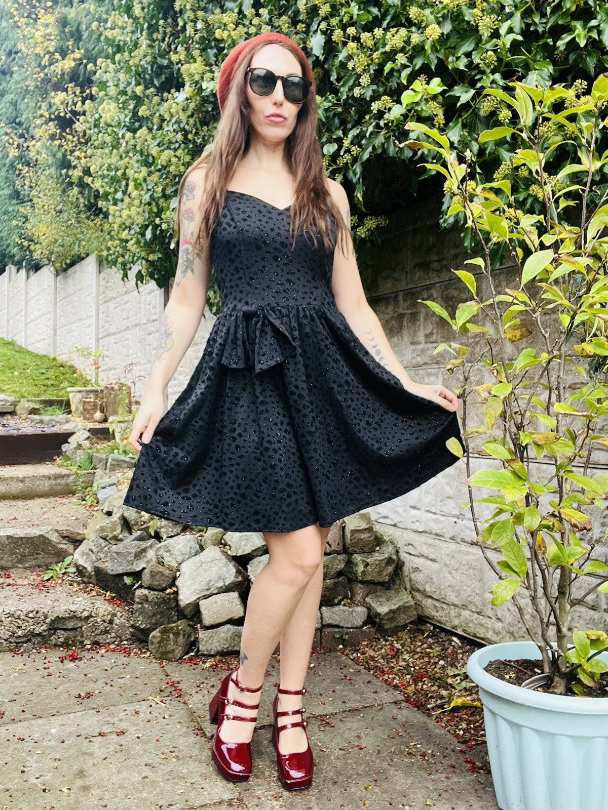 Vintage 1980s Party Dress Black Size 12 To 14 Retro 80s Sparkly Dress With Bow