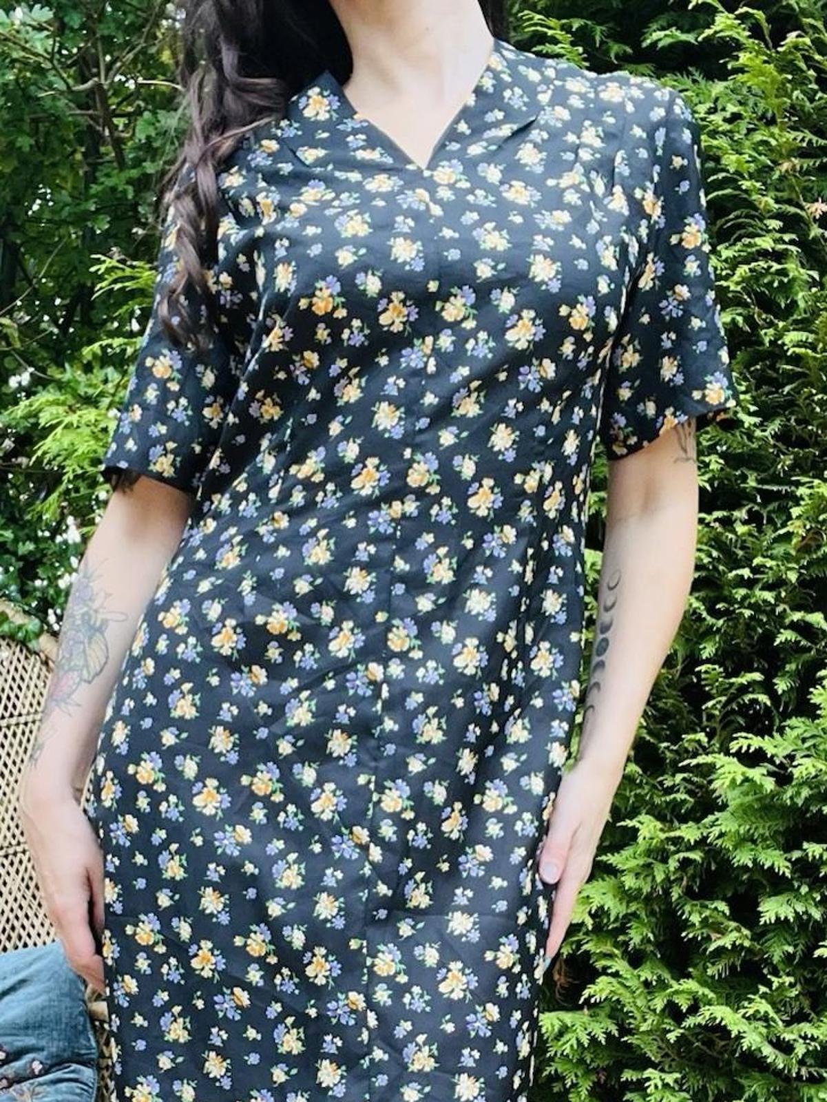 Vintage 1960s Shirt Dress Ditsy Floral Hippie Boho Summer Dress Size 14