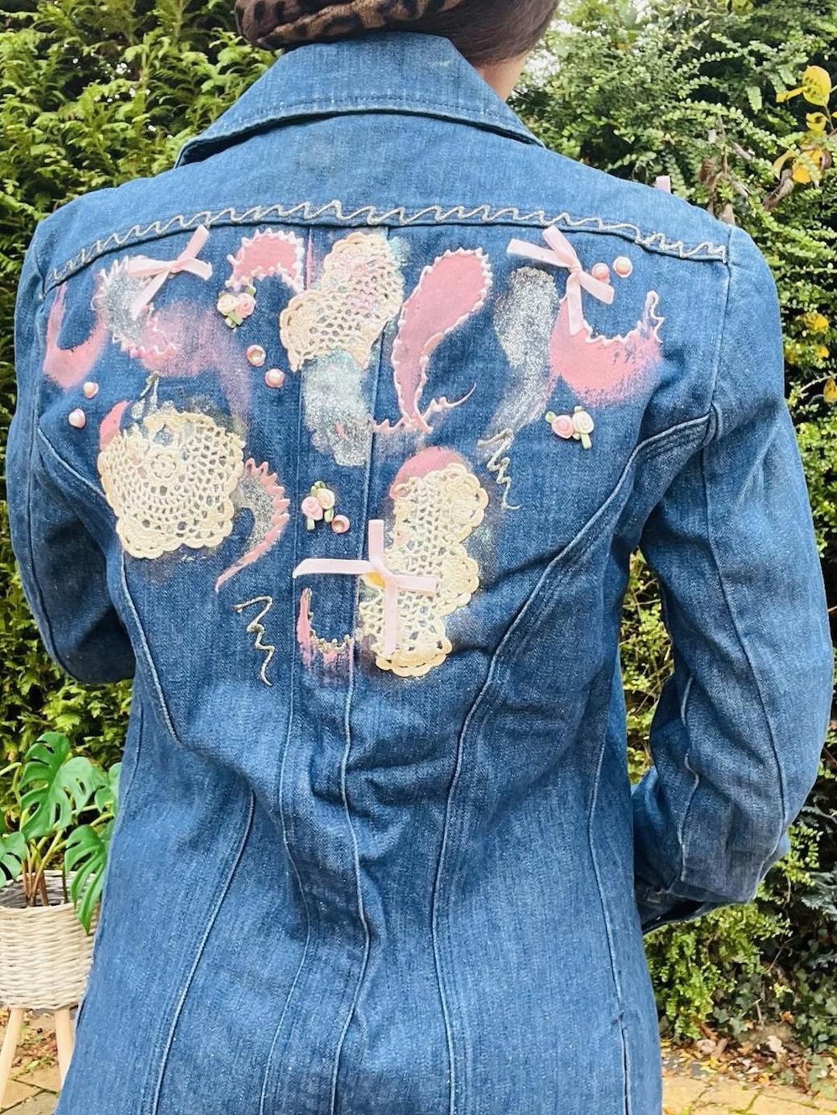 Vintage 1970s Denim Jacket Reworked Donothing Sedgefield Retro Festival Coat 10