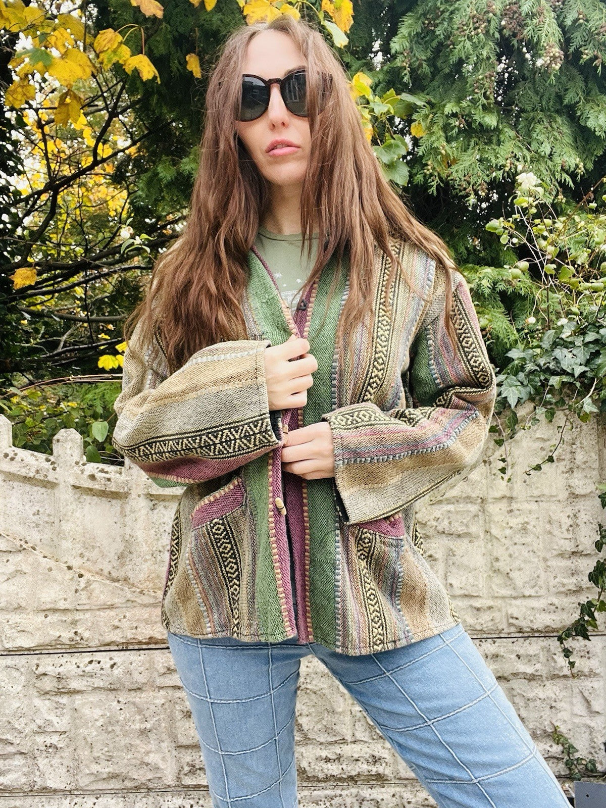 Hippie Kantha Jacket Small Size 10-12 Boho Oversized Cotton Hippy Coat