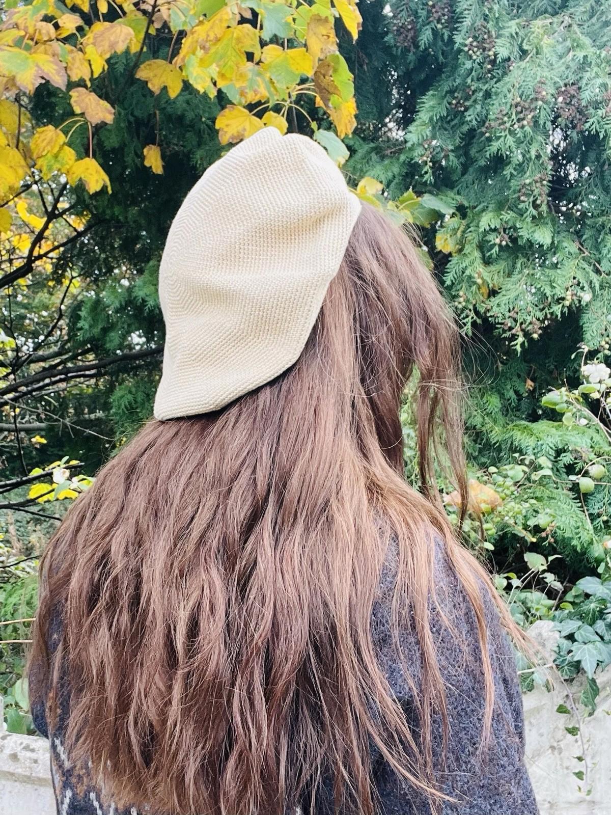 Vintage Knit Beret Hat 56com Small Retro Knitted Cream Beige Preppy Hat