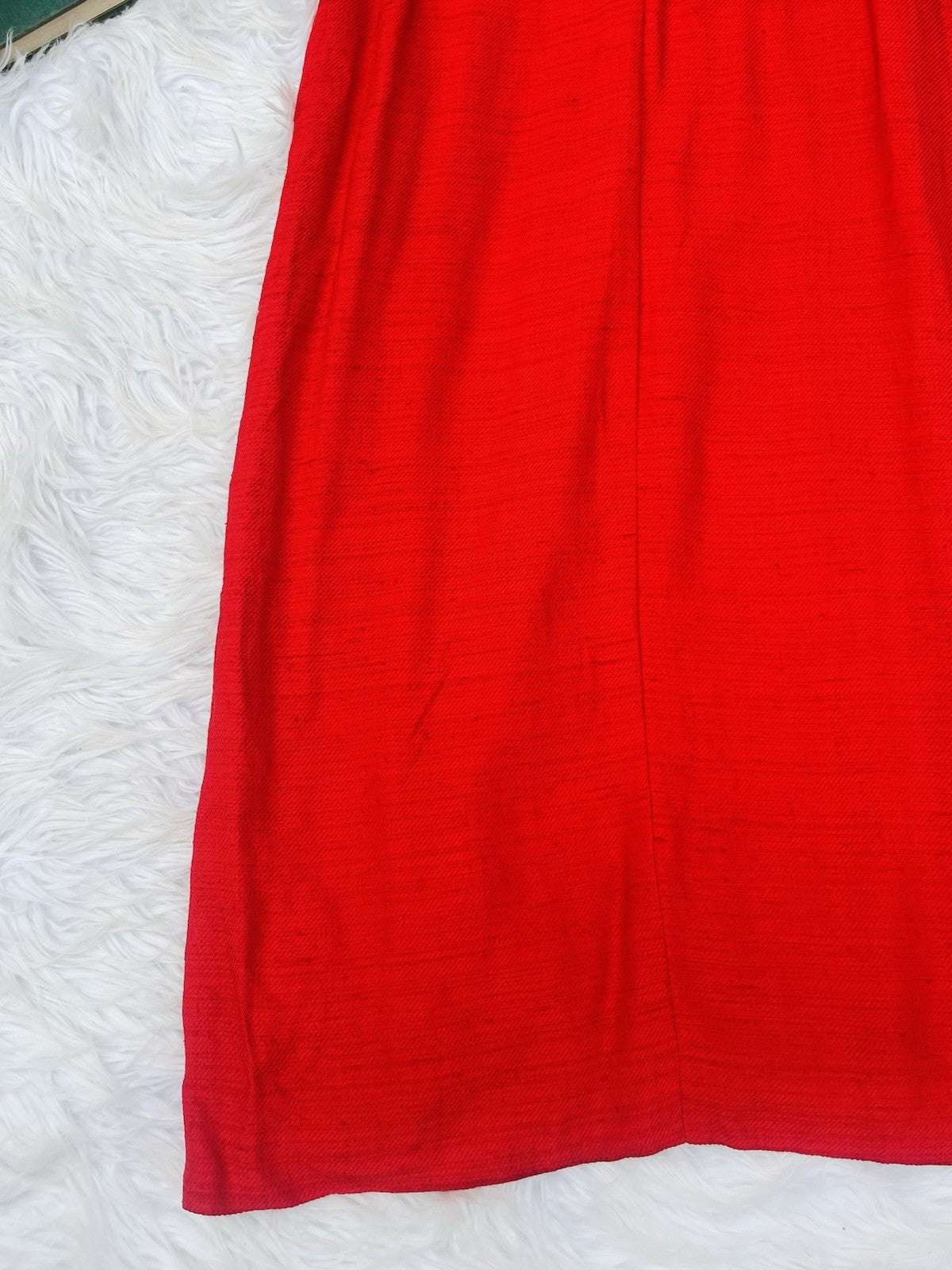 Vintage 1970s Maxi Dress Beaded Embellished Long Retro 70s Dress Red Size 14