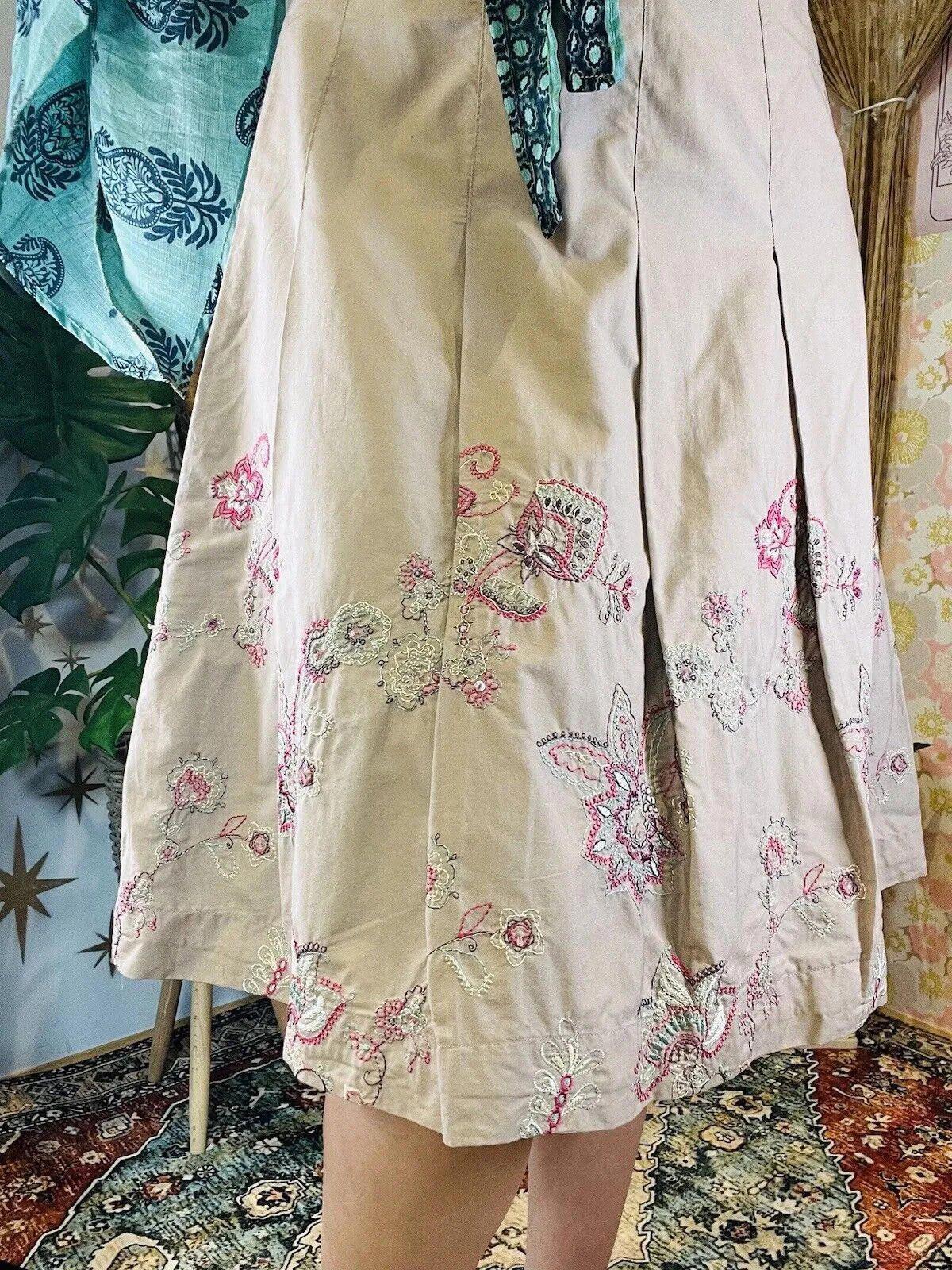 Vintage Y2K Embroidered Skirt By Marks And Spenser Floral Butterfly Fairycore 14