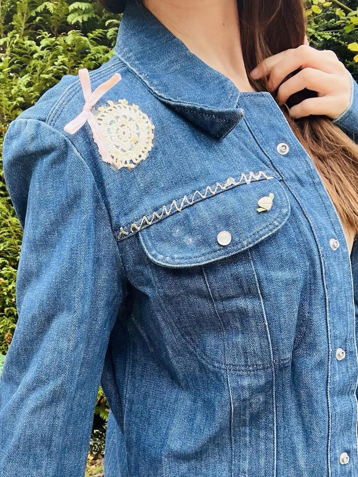 Vintage 1970s Denim Jacket Reworked Donothing Sedgefield Retro Festival Coat 10