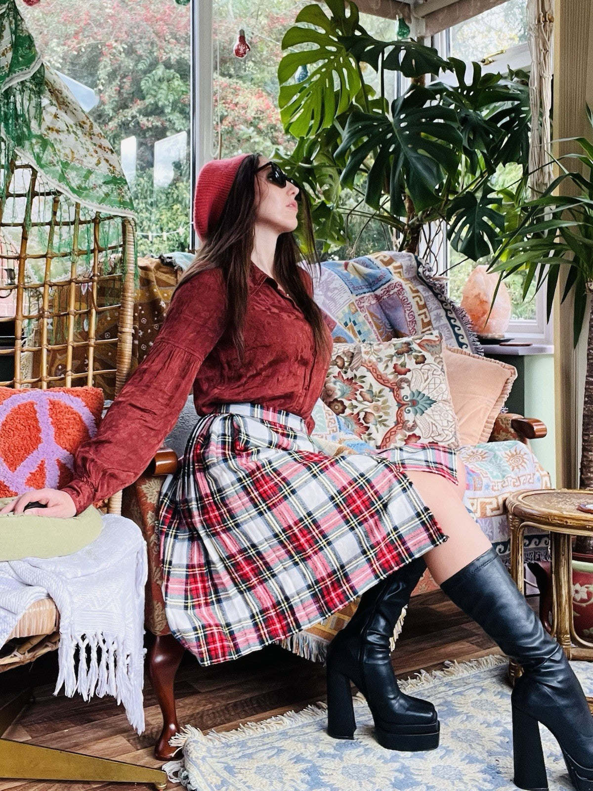 Vintage 1970s Tartan Skirt, Plaid Wrap Scottish Kilt, Preppy Grunge Skirt Size 6