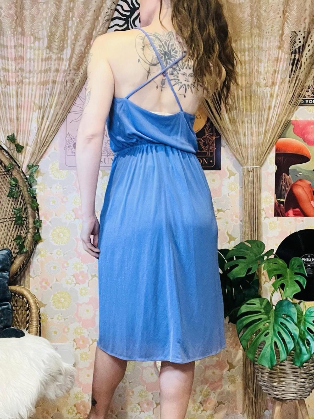 Vintage 1970s Summer Dress By Radley With Embroidered Detail Purple Size 10-12