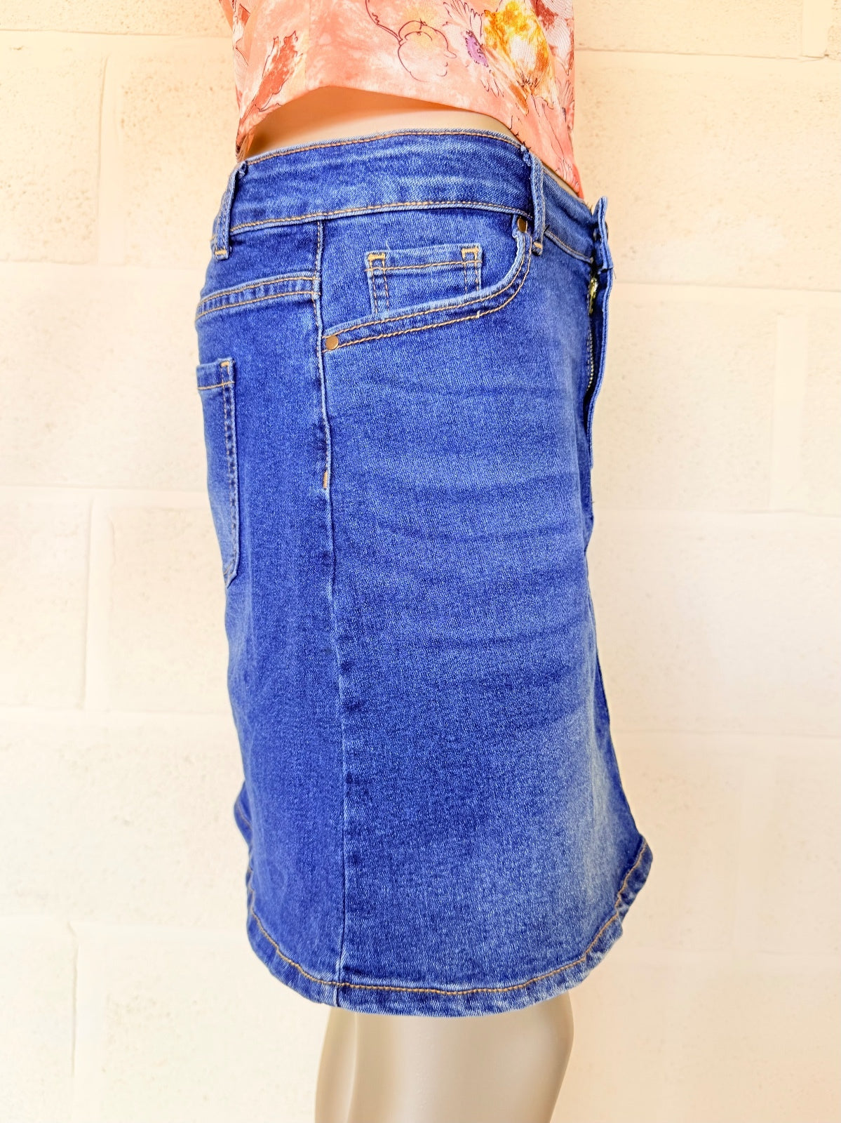 Vintage Y2k  Blue Denim Mini Skirt by Wonder Nation size 14